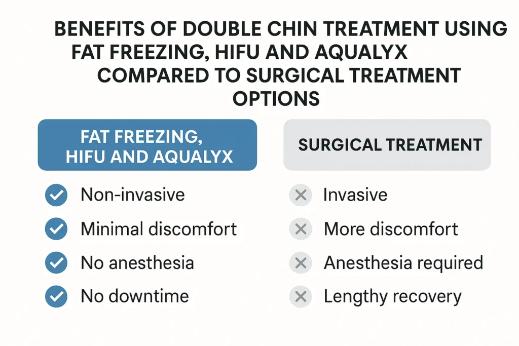 Graphic about the benefits of double chin treatment Wantage - from LA LIPO